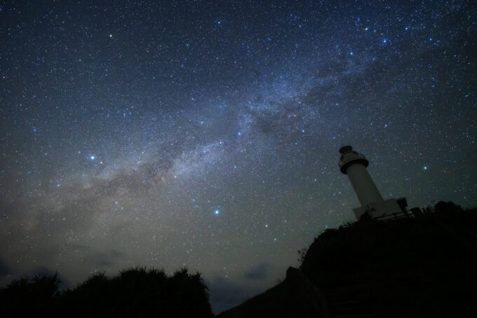 Lighthouse under the Milky Way at Ishigaki Island, near Nagareboshi no Oka stargazing spot